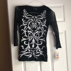 Sheer mesh form fitting INC shirt